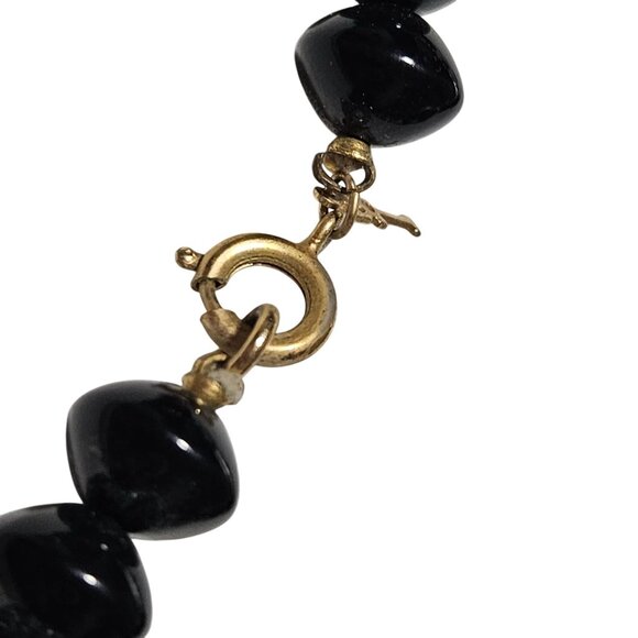 Vintage Elegant Black White Beaded Necklace Retro 50s 60s Fashion Jewelry Women - Picture 2 of 4